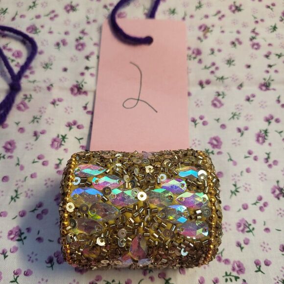 Beaded Rhinestone Wooden Treasure Chest Jewelry Trinket Box PICK A COLOR/NUMBER - Picture 4 of 8